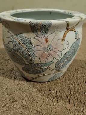 Vintage Asian Painted Planter Bowl